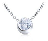 Circle Shaped CZ Silver Necklace SPE-2075